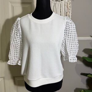 THML Kids White Blouse with Sheer Sleeves